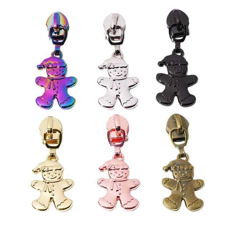 Custom Bear logo Multicolor Character Zipper Charms Custom Christmas Elements Brand Zipper Puller Slider for Shoes