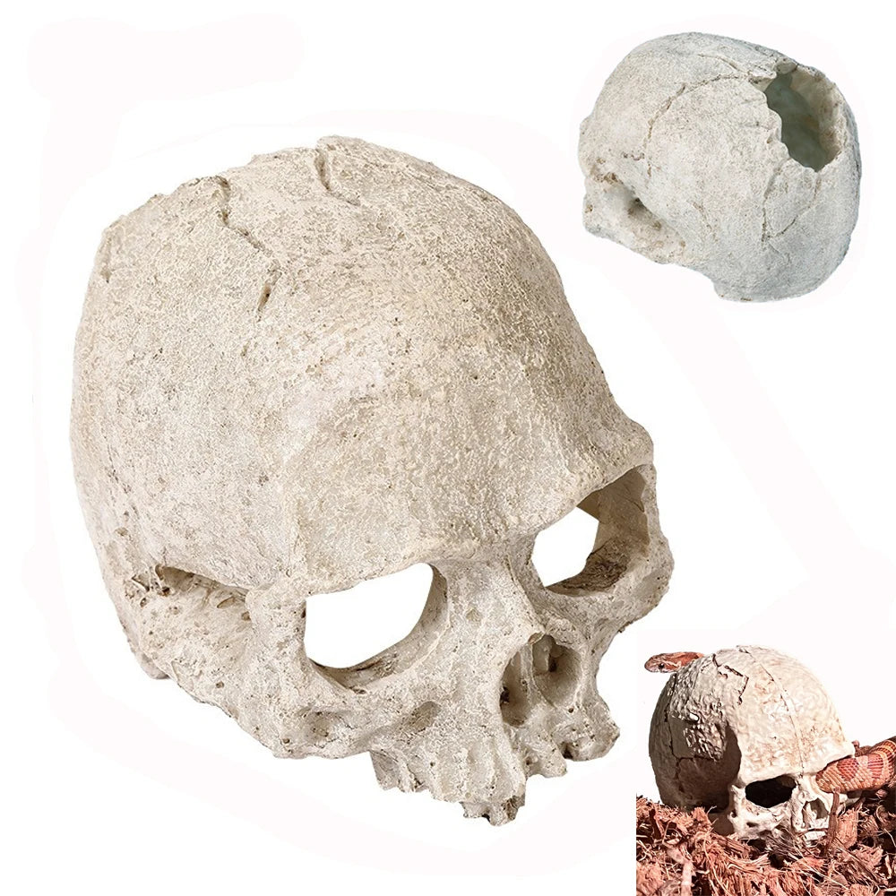 Artificial Heat Skeleton Decoration Aquarium Skull Decor Cave Reptile Hide House Fish Tank Decorative Skulls