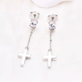 Cross Dangle Drop Earrings 925 Sterling Silver Chain Dropping for Women Men Punk Ball Stud Chain Tassel Earring Jewelry