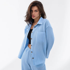 Custom Luxury Organic Cotton Spring Autumn Long Pyjamas Set for Women's Sleepwear Pajamas Women
