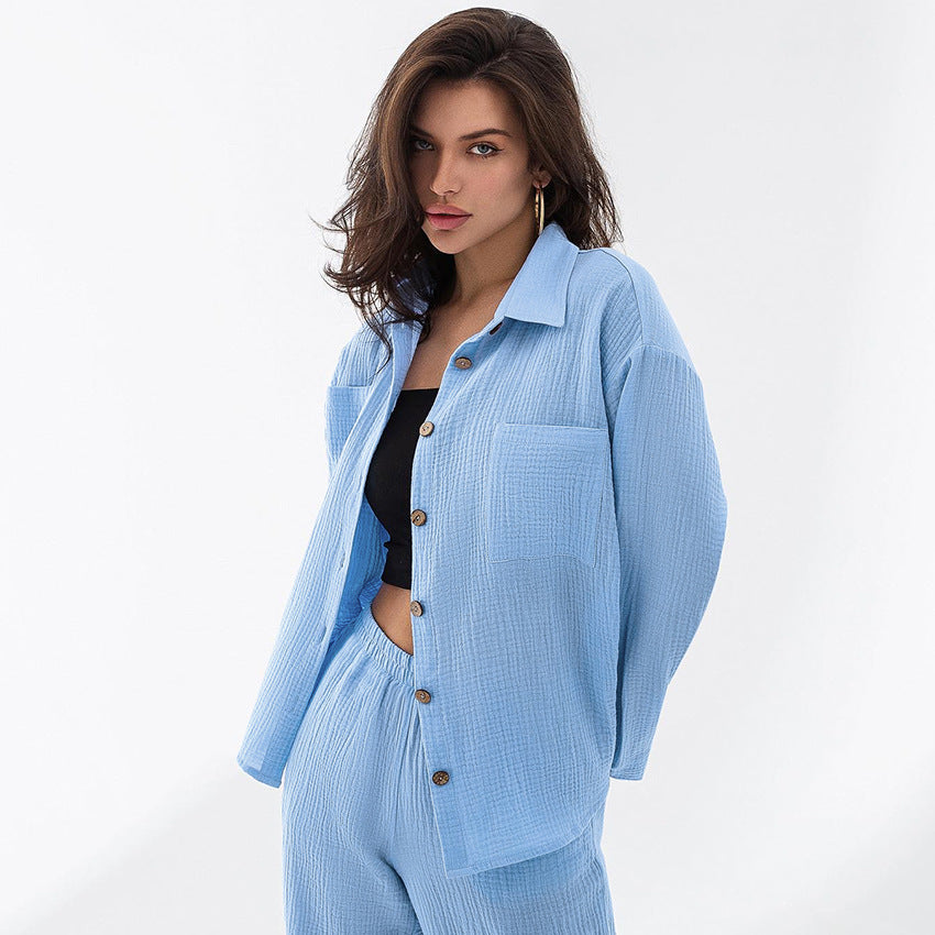 Custom Luxury Organic Cotton Spring Autumn Long Pyjamas Set for Women's Sleepwear Pajamas Women