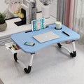 Hot Selling Wooden Lazy Collapsible Computer Desk Metal Leg Office Foldable Laptop Table for Bed with Bottle Holder