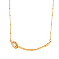 New Arrivals Women Fashion Antique Jewelry 18k Gold Plated Stainless Steel Beaded Chain Flower Leaf Shape Pendant Necklace