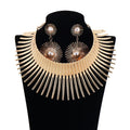 Top Selling Indian Style Punk Bending Choker Necklace With Sunflower Pearl Drop Earrings Sets Exaggerated African Jewelry Sets