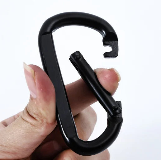 M6 M8 Black Steel Flat Spring Snap D Climbing Buckle Key Chain Hook Carabiner