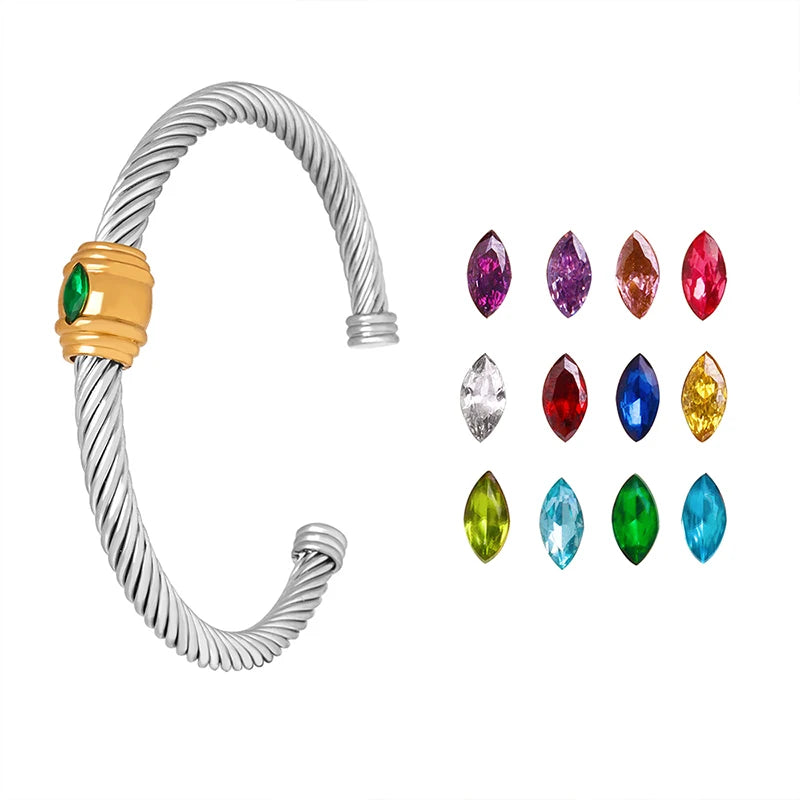 Wholesale Custom Fashionable Personalized Zircon Gold Plated Cuff Bangle Bracelet for Woman