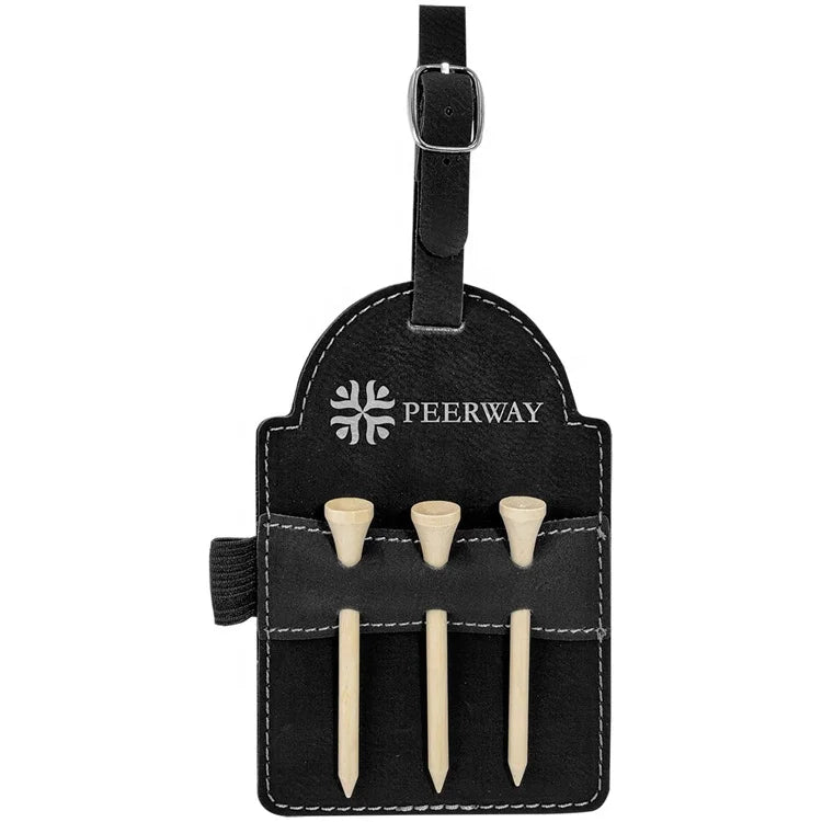 Wholesale Golf Tee Holder Personalized Custom White Blank Laser Pu Leather Blank Golf Bag Tag