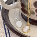 Vintage Design Mother of Pearl Necklace 925 Sterling Silver Virgin Mary Pendant Necklace