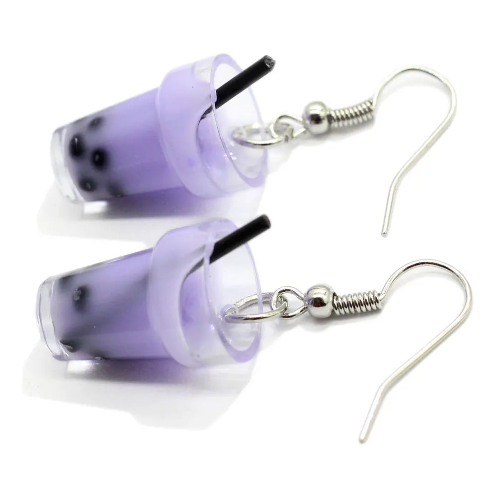 Funny Earrings Pearl Milk Tea Resin Drop Earring Cup Earrings Dangle Girl Funny Party Jewelry Gift