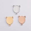 Metal Three Holes Accessories Laser Engravable Blank Stainless Steel Tag Pendant Charm for Bracelet DIYJewelry Finding