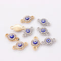 QCH-01 for DIY Bracelet Making Crystal Diamond Metal Round Enamel Eye Charm Jewelry Accessories