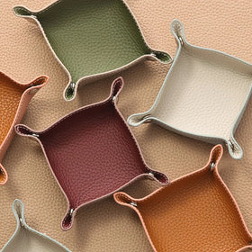 Luxury Hard Square Pu Leather Trays Foldable Mini Leather Serving Tray