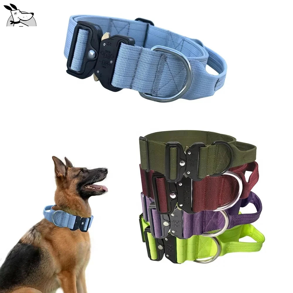Hot Sale 2Inch Heavy Duty Adjustable Durable Tactical Nylon Padded Print Rivet Dog Collar with Handle