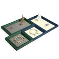 New Green and Blue PU Leather Jewelry Display Tray for Ring Necklace Bracelet Storage and Display