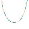 Waterproof & Tarnish Free 18K Gold Plated Freshwater Pearl Blue Stone Necklace Trendy Stainless Steel Jewelry Wholesale