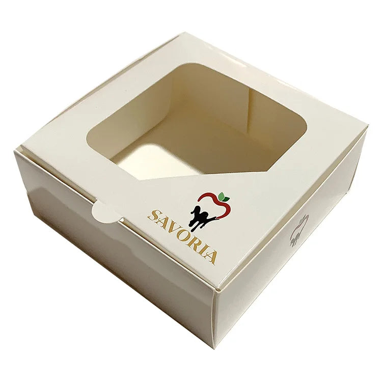 Sale Eco-Friendly Baby Food & Cake Boxes 12x12x3in White with Window Matt Lamination Embossing for Potato Chips