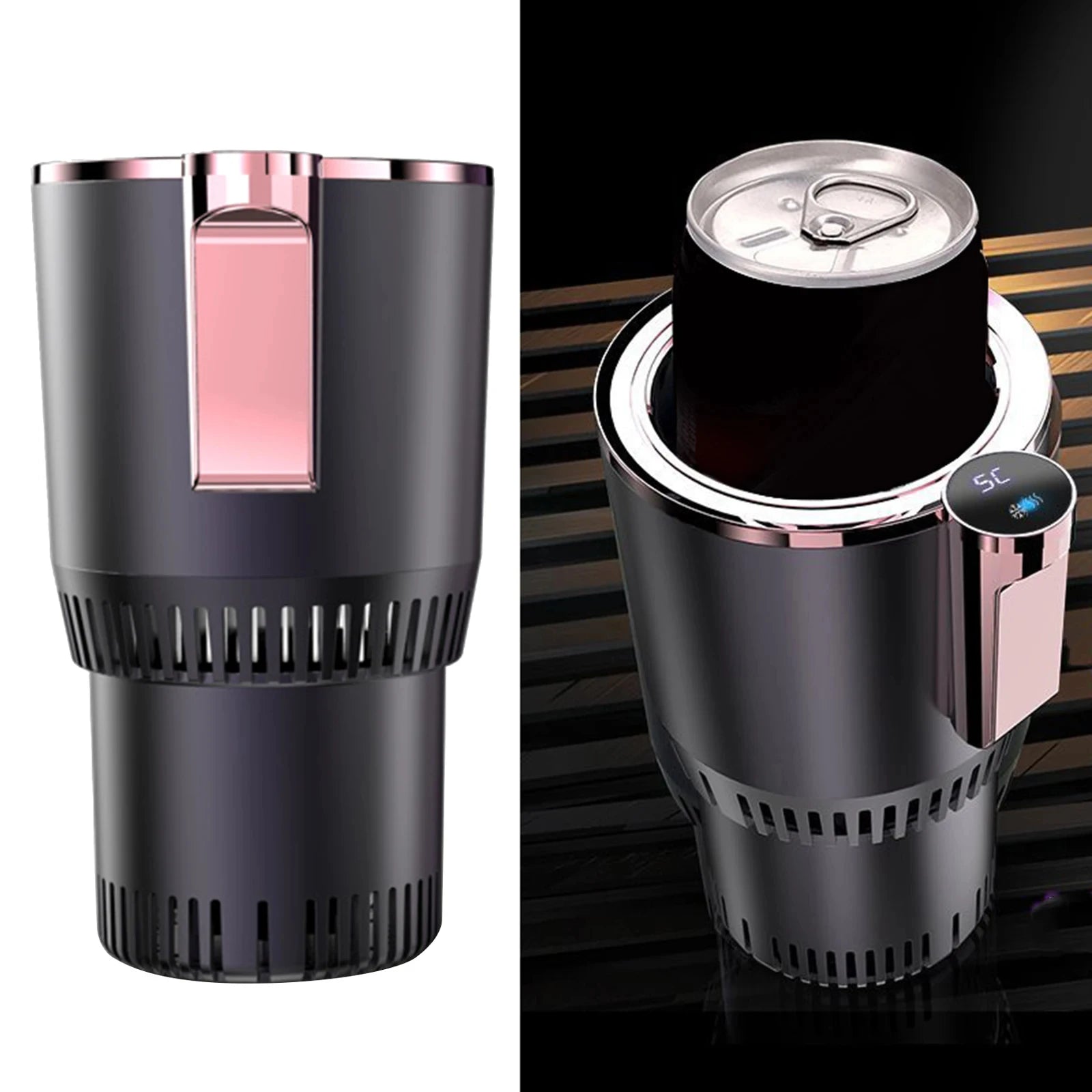 Smart Car 2-In-1 Hot and Cold Cup Drinks Holder Home Fast Refrigeration Cooling/Heating Mini Touch Screen Beverage Mug Drink Can