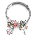 Vintage Silver Color Charms Bracelets for Women DIY Crystal Beads Fine Bracelets Women Heart Jewelry