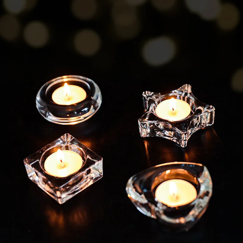 European Simple Style Small Glass Candle Candle Holder Romantic Dinner Small Candle Holder Wedding bar Birthday Home Decoration