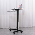 Office Single Column Pneumatic Height Adjustable Sit Standing Workstarion Mobile Computer Cart Desk  with Wheels Keyboard Tray
