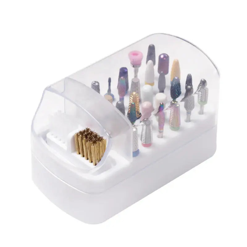 Nail Supplies 30 Holes Plastic Display Holder Nail Drill Bit Storage Box case Stand
