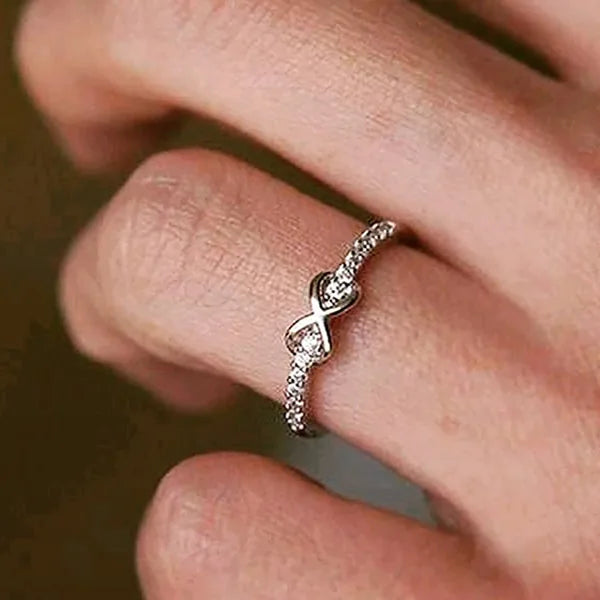 CAOSHI New Lots Bulk CZ Sliver Plated Simple Cute Infinity Rings Micro Pave Zircon Thin Rings Women Girls