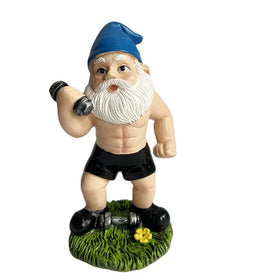 Outdoor Fun Fitness Dumbbell Weightlifting Dwarf Courtyard Lawn Terrace Indoor Dwarf Statue Decoration