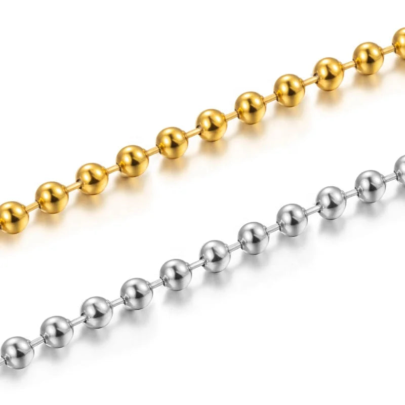 Reliable Factory 18k Gold Plated Stainless Steel Chain Necklace Ball Chain Necklace for Jewelry Making