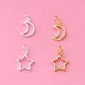 DIY Jewellery Making Dangle Small Star Moon Hollow Sterling Silver Blank Charm for Teen Girls Bracelet