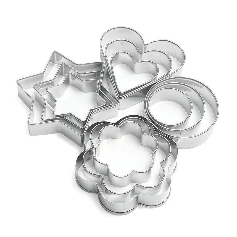 Baking Tools Round Flower Star Heart Shape Cooking Tools Stainless Steel Cookie Cutter Set