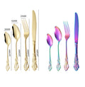 Royal Luxury Stainless Steel Flatware Set Silverware Spoon and Fork for Tea with Gold Accents for Household Use