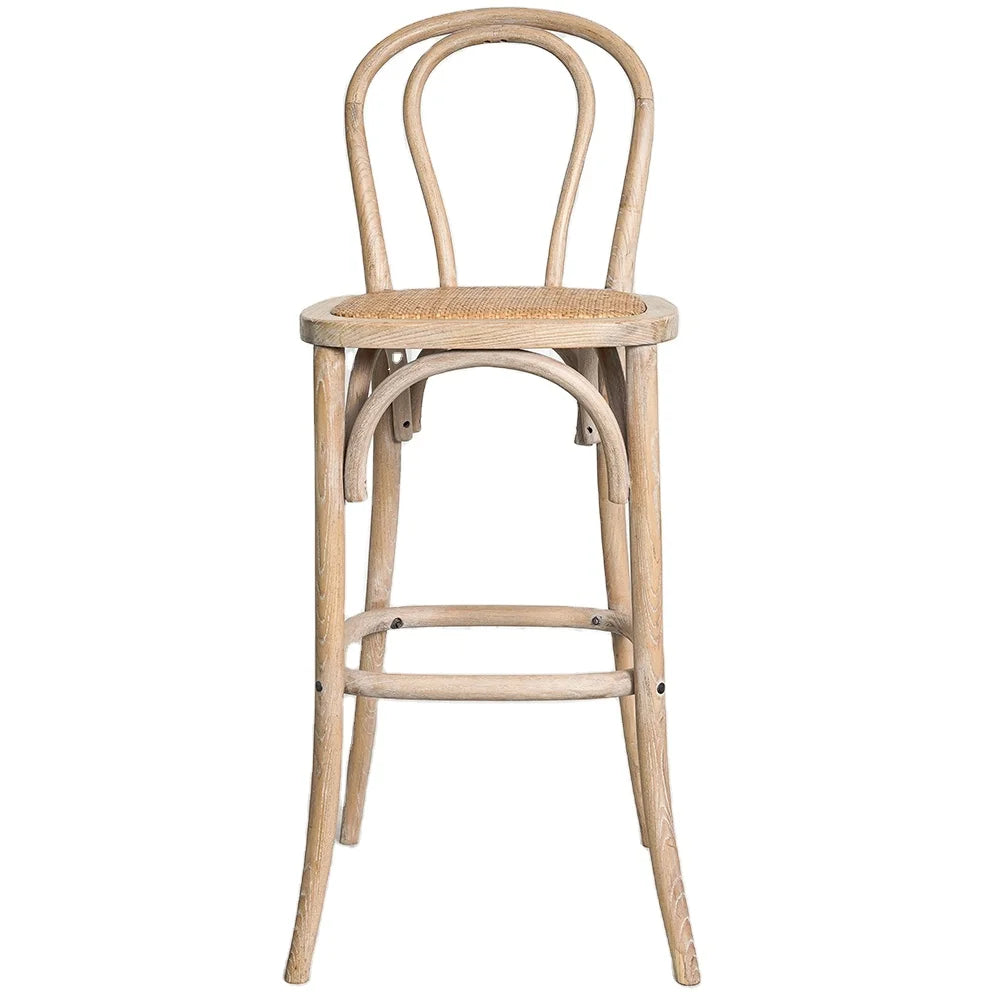 Antique Thonet Bar Chair for Wedding Event Rental Solid Wood Bentwood Barstool with Footrest for Bistro Coffee Shop