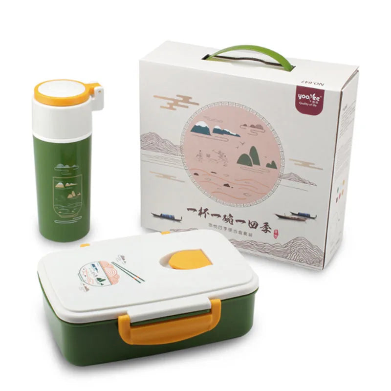 Bento Box Adult Lunch Box Stackable Lunch Container for Adult Men Women Kid School Lunch Box Container with Utensil Set with Cup