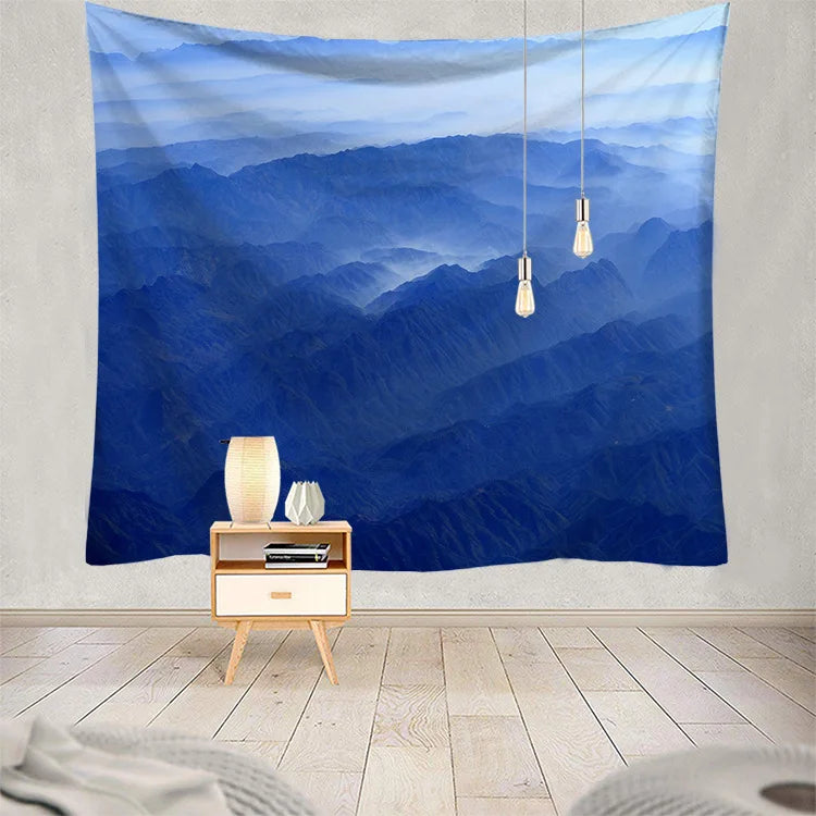 Mountain Rolling Lake Scenery Cheap Tapestry Art Psychedelic Wall Hanging Beach Towel Mandala Decorative Thin Blanket Yoga Mat