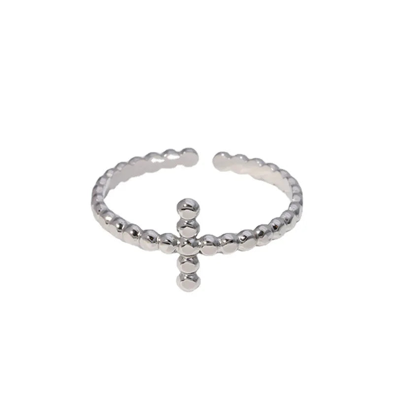 BM Classic Style Gold Cross Rings for Women Stainless Steel Hypoallergenic Wedding Bands