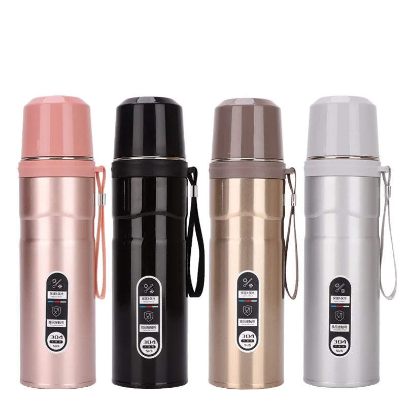 Portable 800ml Stainless Steel Double Wall Insulated Thermos Bottle With Cup Vacuum Flasks Thermoses