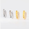 Elegant Women's U-Shape Micro Full Zircon Niche Earrings Versatile Square Hoop with Diamonds Inlaid Trendy Gift Idea