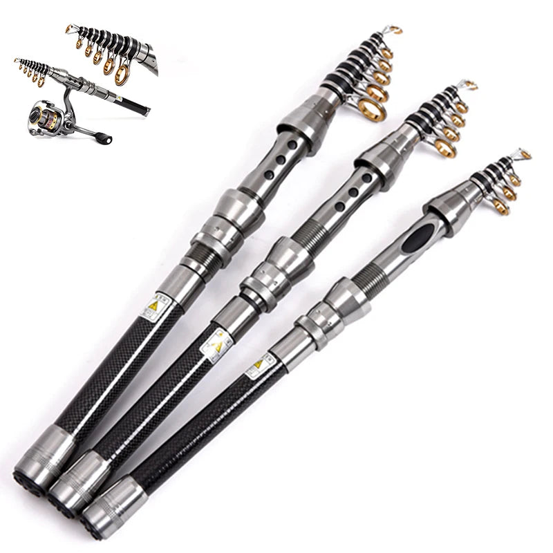 New Fishing Rod 1.5M 1.8M 2.1M 2.4M Carbon Fiber Telescopic Fishing Rods for Saltwater