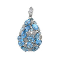 Graceful Rhodium Plated 925 Sterling Silver Natural Swiss Blue Topaz Pendant for Women Fine Pendants Charms