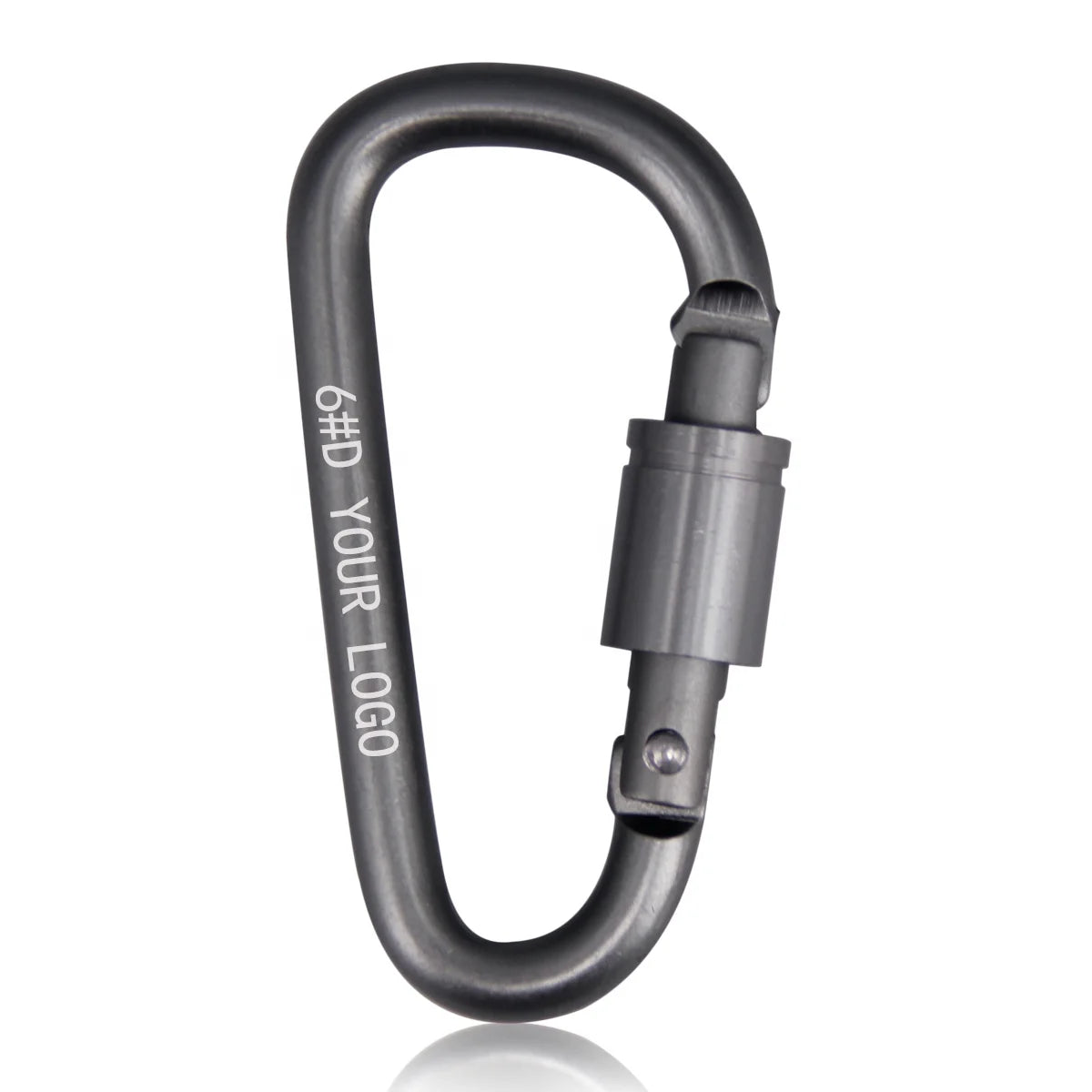 BAICHAO 6#D Shaped Grey Screw Lock Aluminum Alloy Anodic Oxidation Finish Laser Engraving Key Chain Ring Heavy Industry Use Hook