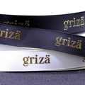 Customized logo 1 Inch 25 mm Black White Printed 3D Embossed Gold Foil Custom Grosgrain Ribbon With logo