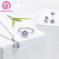 1ct Ring Earring Necklace Jewelry Set Wholesale 925 Sterling Silver White Gold Plated Moissanite Jewelry Set for Women