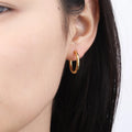 Chris April Stylish Jewelry 316L Stainless Steel Pvd Gold Plated Simple Thin Plain Huggie 20mm Hoops Earrings