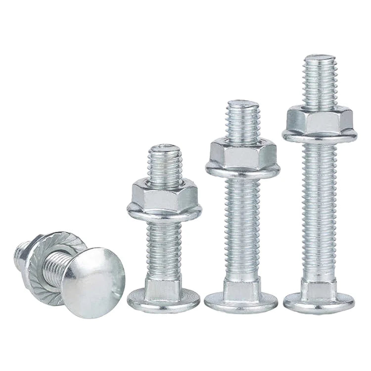 Din603 Carbon Steel Coach Bolt and Nuts Carriage Bolts Zinc Finish Truss Round Head Square Neck M6 Thread CLASS 4 to Standard