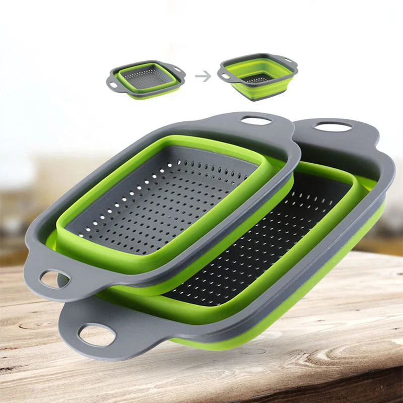 2 Pcs New Foldable Sink Drain Basket Multi-Function Telescopic Wash Fruit Bowl Storage Basket