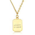 Premium Brass Plating 18k Gold Small Square Engraved Pendant Necklaces for Men and Women Jewelry Customization