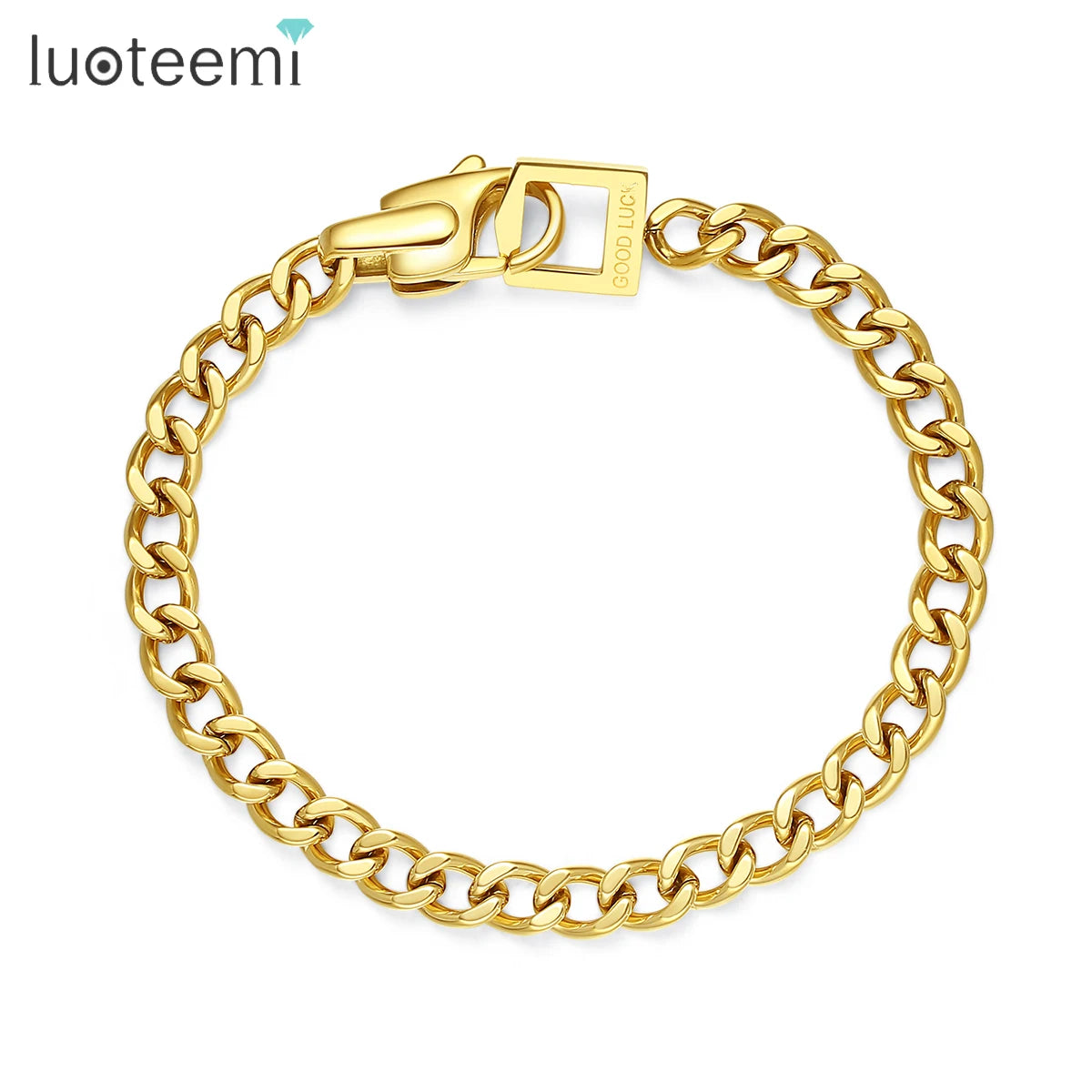 SP-LAM Vintage Cuban Bracelet Stainless Steel Charm Bangle Chain Woman Link Gold Cuban Bracelet MegaBDM
