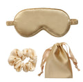 3 Piece Satin Air Travel Eye Mask Set with Drawstring Bag and Hair Scrunchie Hairband