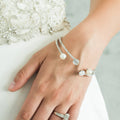 Adjustable Opening Bling Rhinestone Bracelets Women's Fashion Charm Bracelets for Wedding and Party Pearl Bangles Jewelry