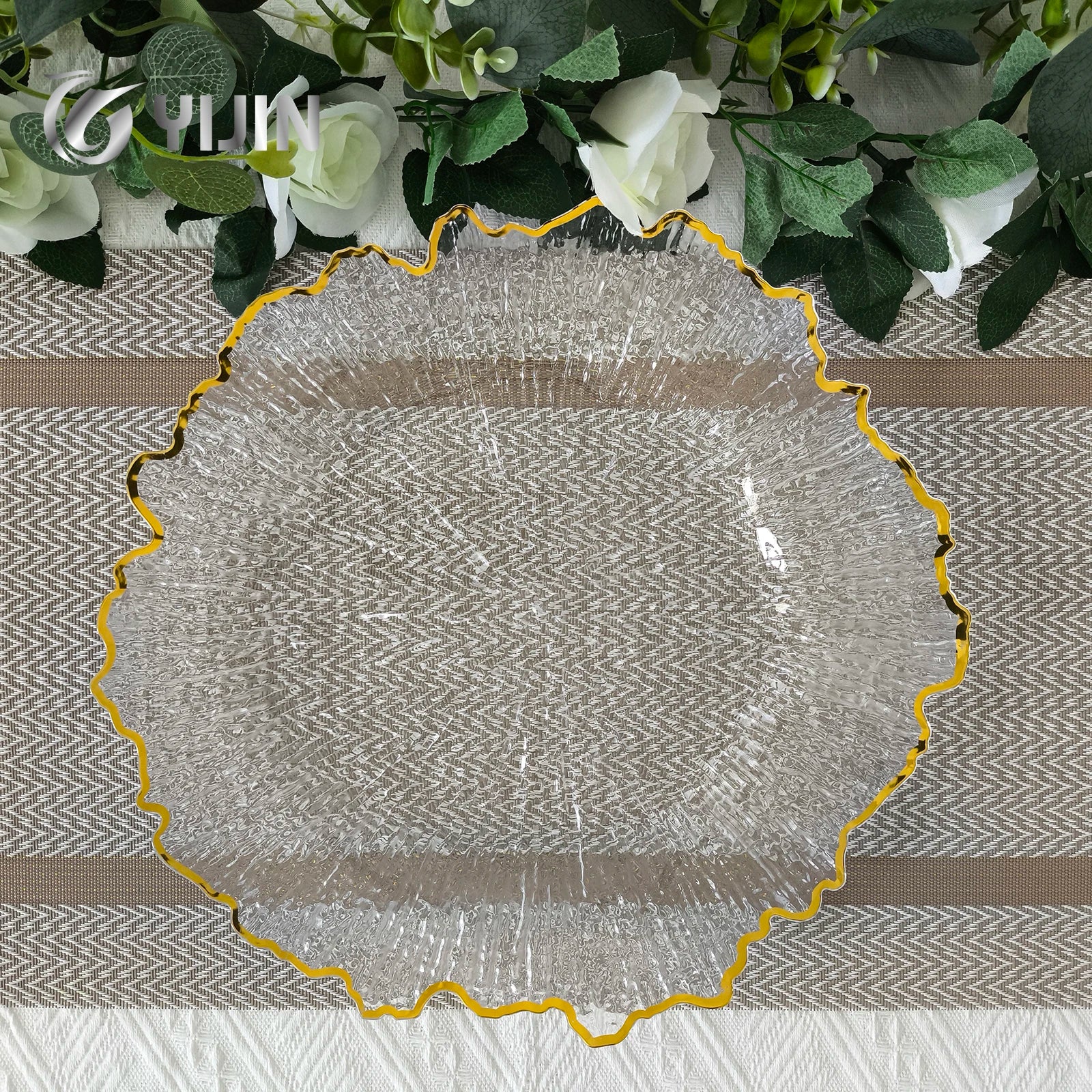 13-Inch Charger Plates Clear Heavy Duty Chargers for Elegant Dining Ideal for Weddings and Formal Events